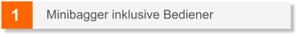 1 Minibagger inklusive Bediener