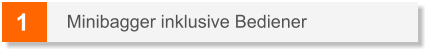 1 Minibagger inklusive Bediener